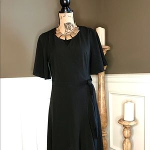 New Black Chiffon and Silk Wrap Dress.